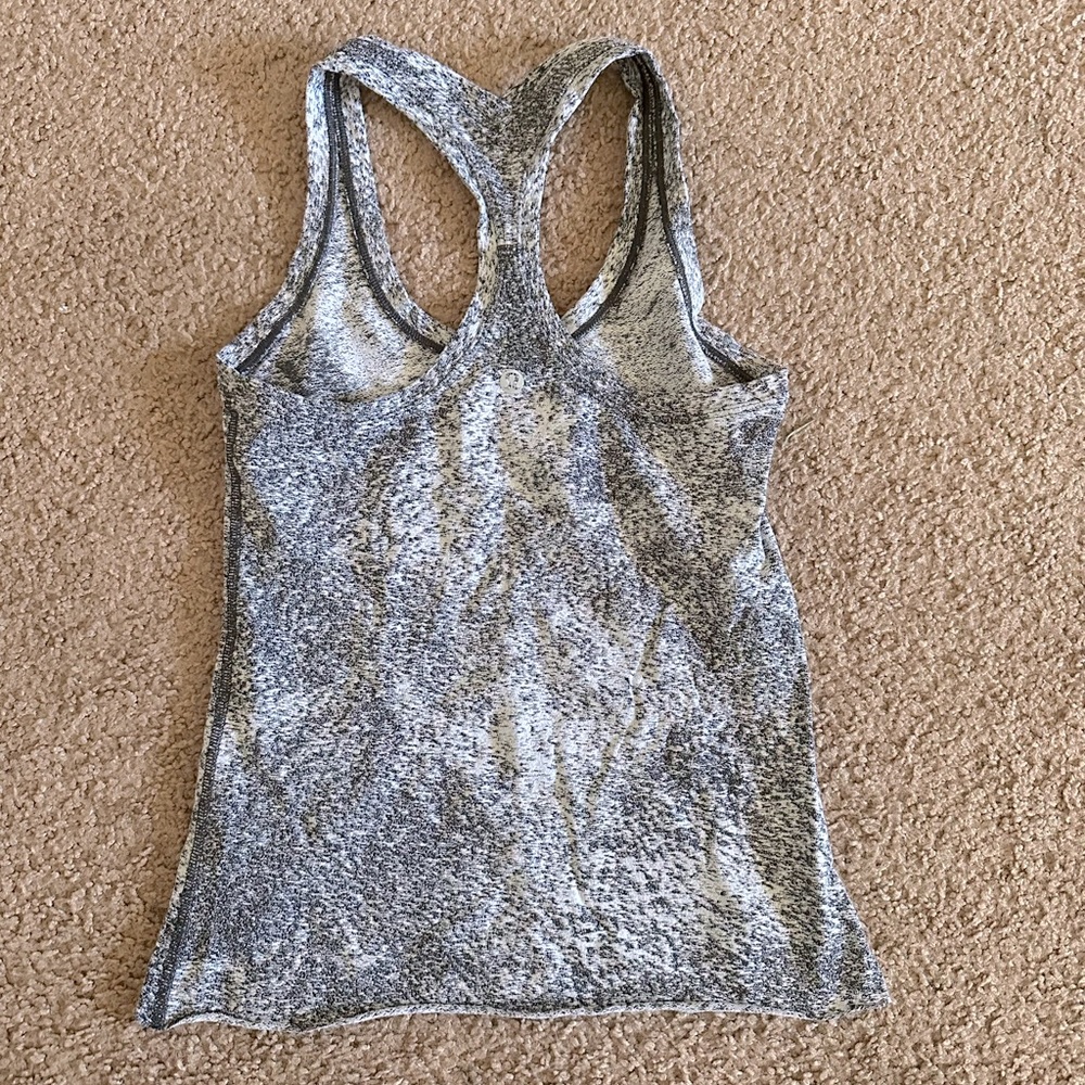 lululemon Cool Racerback II Luon Light Spray Jacquard White Black 4 *cropped